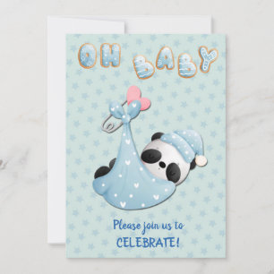 Invitation Cute Panda Bear Boy Baby shower