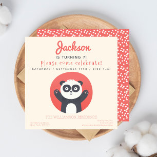 Invitation Cute Panda Bear Fun Anniversaire de enfant Party I