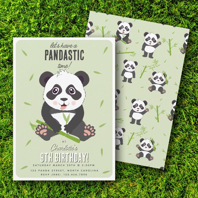 Invitation Cute Panda Bear Kawaii Kids Birthday Party (Cute Panda Bear Kawaii Kids Birthday Party Invitation)