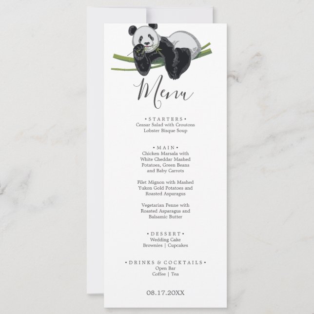 Invitation Cute Panda Green Bamboo fête d'anniversaire (Devant)