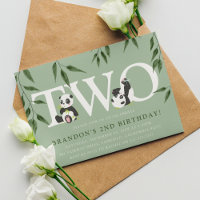 Cute Panda Neutral 2ème anniversaire de fête Invit