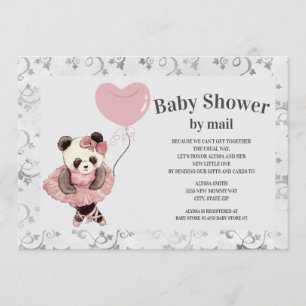 Invitation Cute Panda Ours Ballerina Baby Girl Douche par cou