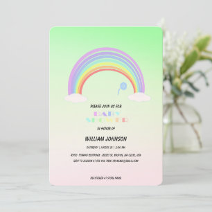 Invitation Cute Pastel Arc-en-ciel Baby shower de fleurs Gi