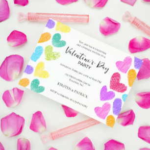 Invitation Cute Pastel Coeur Coloré Saint Valentin