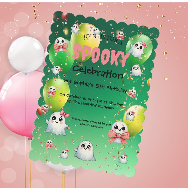 Invitation Cute Pastel Éffrayant Ghos Anniversaire de enfant  (Créateur téléchargé)