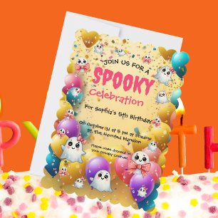 Invitation Cute Pastel Éffrayant Ghost Anniversaire de enfant