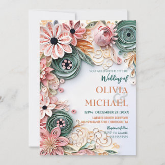 Invitation Cute Pastel Mariage Cadre papier Quitter