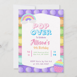 Invitation Cute Pastel Pop It Fidget Girls Anniversaire