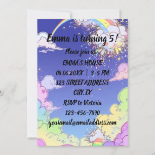 Invitation Cute Pastel Rainbow Anniversaire de enfant Party I