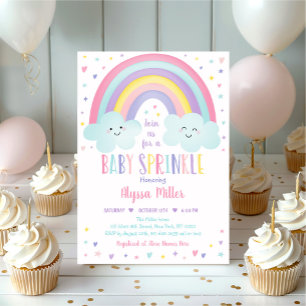 Invitation Cute Pastel Rainbow Nuds Baby Sprinkel