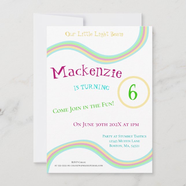 Invitation Cute Pastel Rainbow Stripes (Devant)