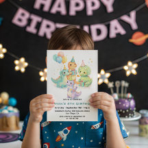 Cute Pastel Watercolor Dinosaurs Birthday