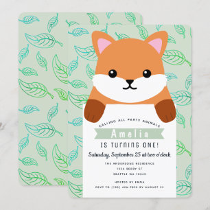 Invitation Cute Petit Fox Enfants Premier anniversaire