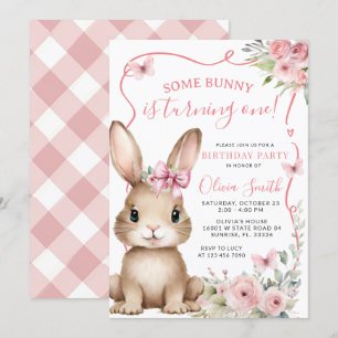 Invitation Cute Petit Lapin Lapin Premier Anniversaire Invita