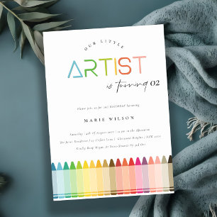 Invitation Cute Petite Artiste Crayon Rainbow N'Importe Quel