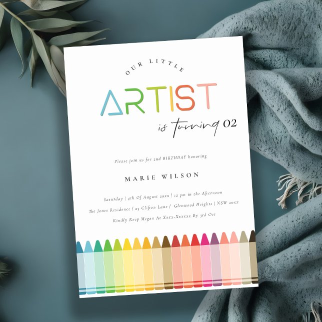 Invitation Cute Petite Artiste Crayon Rainbow N'Importe Quel  (Créateur téléchargé)