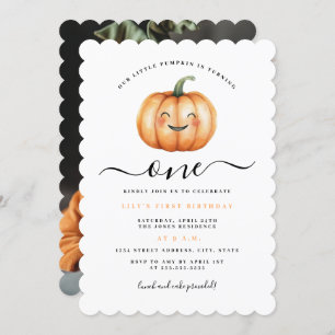 Invitation Cute Photo Petit Citrouille Première fête d'annive