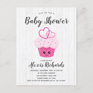 Invitation Cute Pink Cupcake Kawaii Baby Shower