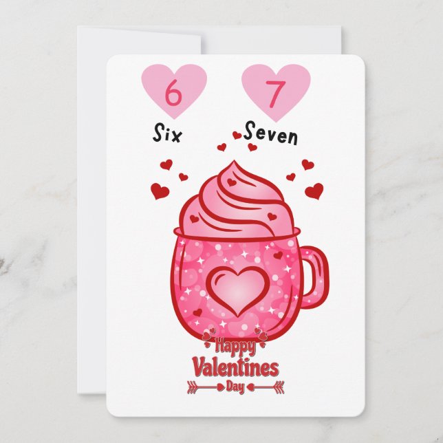Invitation Cute Pink Heart Mug Valentine's Day Greeting Card (Devant)