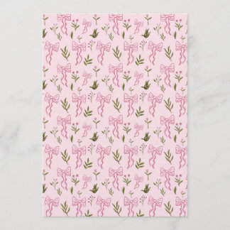 Invitation Cute Pink Ribbon Floral Seamless Pattern