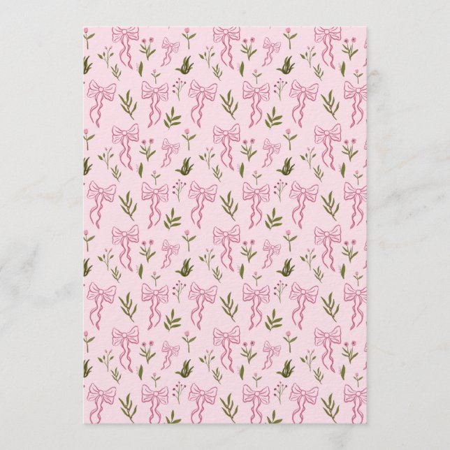 Invitation Cute Pink Ribbon Floral Seamless Pattern (Devant)