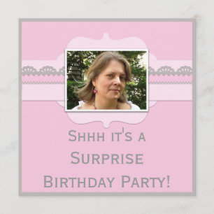 Invitation Cute Pink Surprise Birthday Party Ajouter votre ph