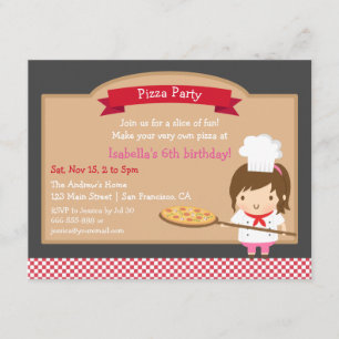 Invitation Cute Pizza Chef Fête Fête d'anniversaire Personnal