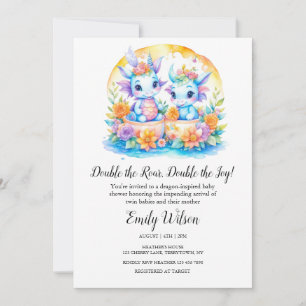 INVITATION CUTE PLANCHE FLORALE BÉBÉ DRAGONS BABY SHOWER JUME