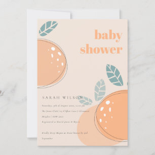 Invitation Cute Poche Blush Orange Fruit Baby shower Gras