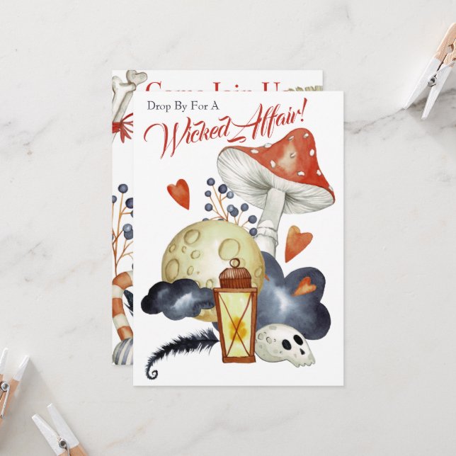 Invitation Cute Poison Champignons Déchets d'Halloween (Devant/Arrière en situation)