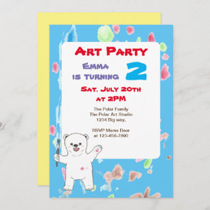 Invitation Cute Polar ours enfants Art Anniversaire Fête Invi
