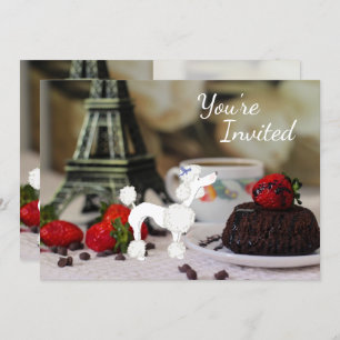 Invitation Cute Poodle Blanc Tour Eiffel Paris Chien Annivers