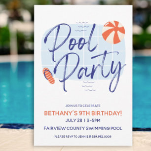 Invitation Cute Pool Party Invite