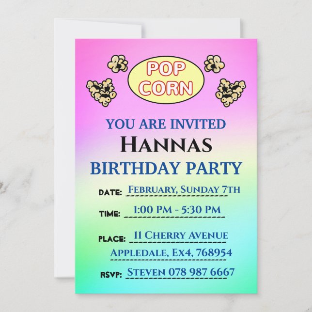 Invitation Cute Popcorn Moutons Enfants Fête d'anniversaire (Devant)