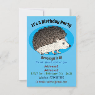 Invitation Cute prickly hedgehog cartoon