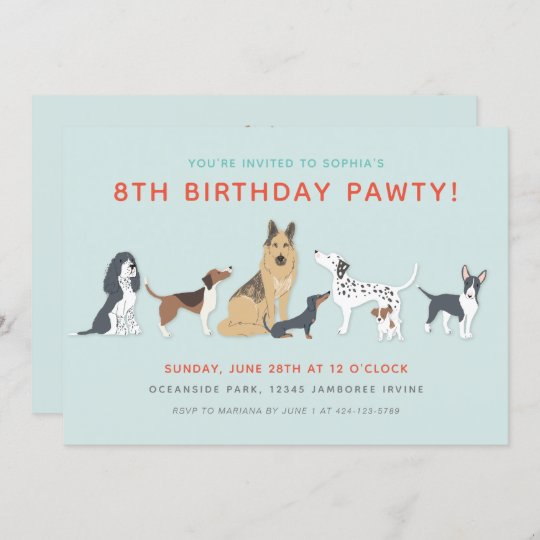 Invitation Cute Puppies Chien D Enfants Fete D Anniversaire Zazzle Fr