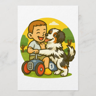 Invitation Cute Puppy and Kid Playtime