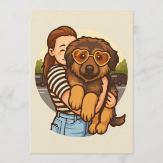 Invitation Cute Puppy with Heart Sunglasses