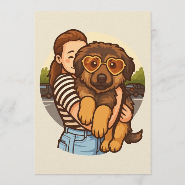 Invitation Cute Puppy with Heart Sunglasses  (Devant)