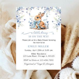 Invitation Cute Rabbit fleur sauvage & En vichy Baby shower G