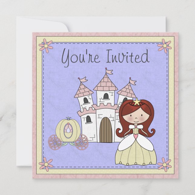 Invitation Cute Red Hair Princess Fairy Tale Anniversaire Inv (Devant)