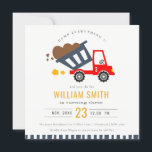 Invitation Cute Red Navy Truck Kids N'importe quel âge Annive<br><div class="desc">Sautez tout et joignez-vous au plaisir! ! Un mignon garçon Truck thème Anniversaire Collection.- c'est une Simple Minimal Bright Illustration de camion à benne - élégant rouge, jaune marine et marron dans la couleur. Parfait pour la fête d'anniversaire de vos petits. Il est très facile de customiser, avec vos données...</div>