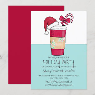 Invitation Cute Red Santa Hat Sucre de canne de café
