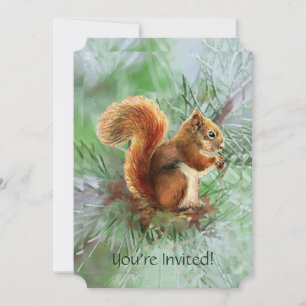 Invitation Cute Red Squirrel Custom Age Anniversaire Invitati