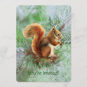 Invitation Cute Red Squirrel Custom Age Anniversaire Invitati