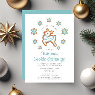 Invitation Cute Reindeer Christmas Échange de cookies