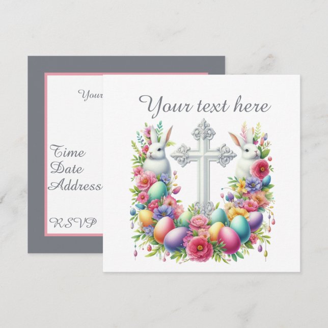 Invitation Cute Religieux Croix de Pâques Dîner férié (Devant / Derrière)