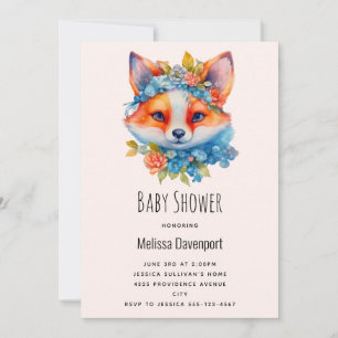 Invitation Cute Renard orange avec Baby shower de la Couronne