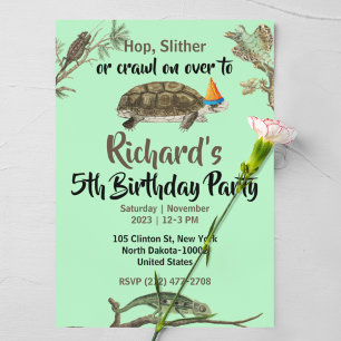Invitation Cute Reptile Thémé Fête d'anniversaire de l'enfant