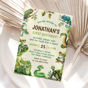 Invitation Cute Reptile Thémé Fête d'anniversaire de l'enfant
